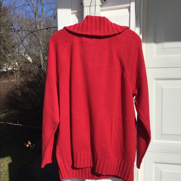 NWT Karen Scott Red Zip Front Cardigan Sweater - Picture 5 of 6